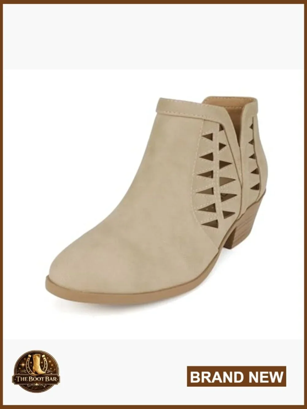 Perforated Cut Out Stacked Block Heel Ankle Booties Wide Fit Available